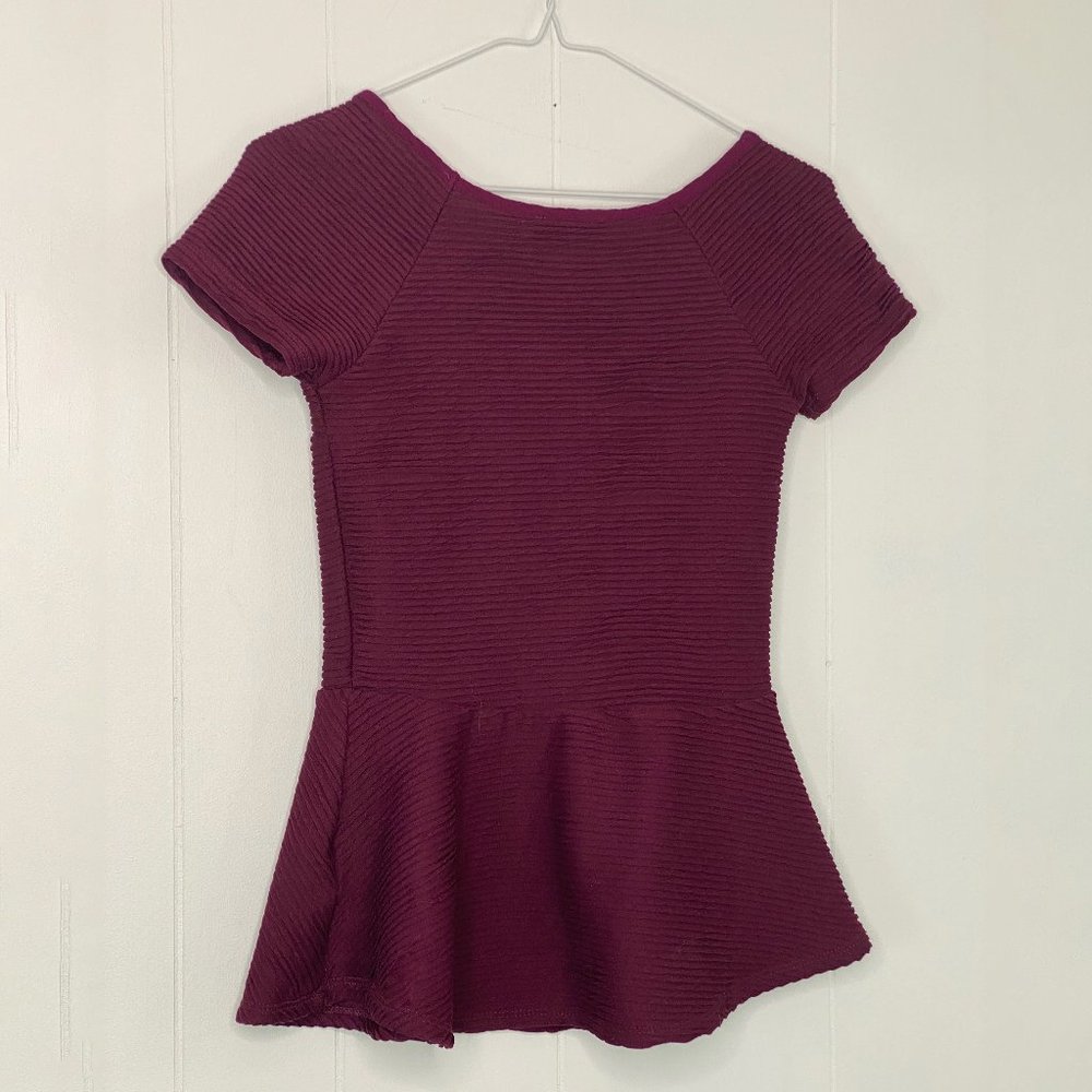 Zara W&B Collection Ribbed Peplum Blouse - Picture 2 of 3